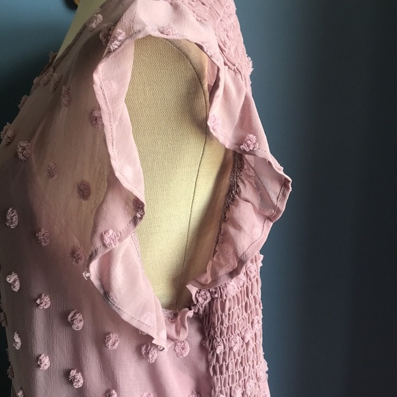 ARULA dusty rose Swiss dot sleeveless chiffon summer maxi dress size B 18-20 - Picture 5 of 14